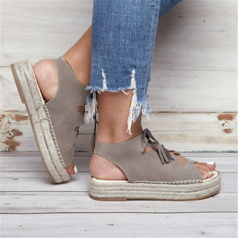 Dam Espadriller Maritim Stil Mocka-2