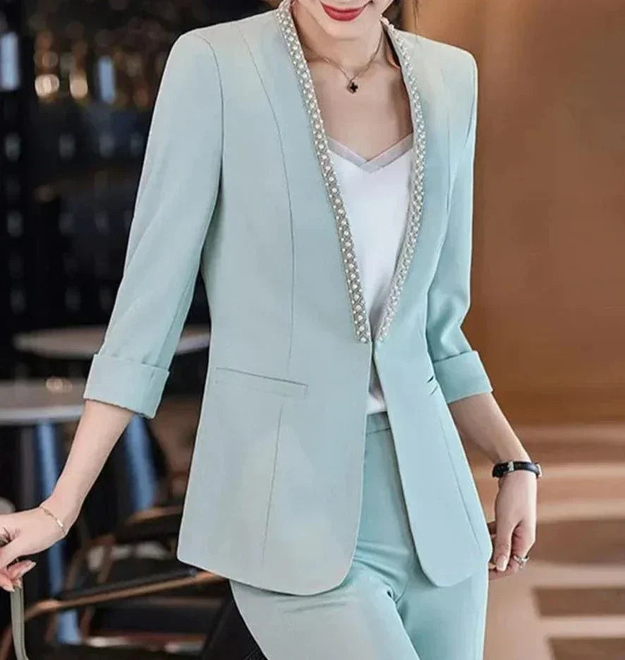 Dam Blazer Vattentålig Halv Ärmar Modern Design-2