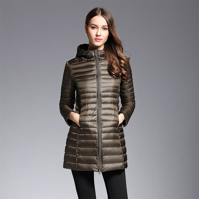 Variant image for Dam Lång Hoodie Vattentålig Dun 90% Dun 10% Fjädrar-43