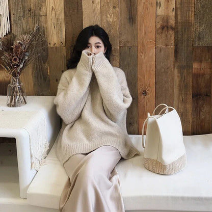 Dam Långärmad Tröja Mjuk Stickad Kvalitet Tidlös Design-5