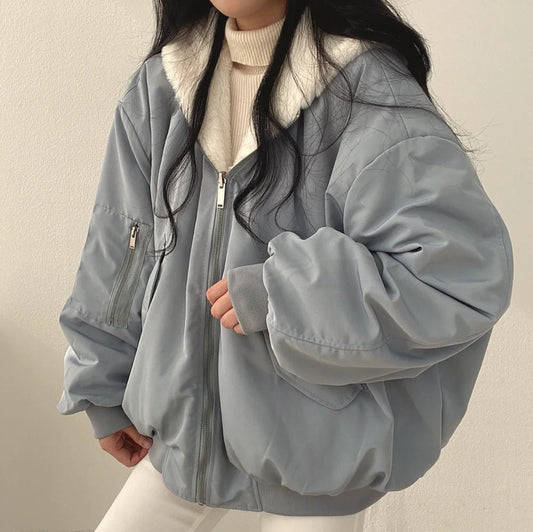 Damjacka Långärmad Mjuk Fleece med Huva och Sidofickor-1