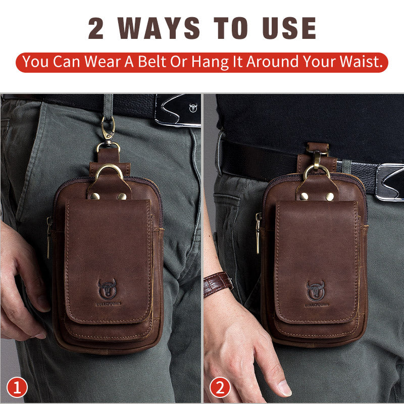 Herr Bältesficka Läder Kompakt Design för Mobiltelefoner Upp till 7 Tum-6