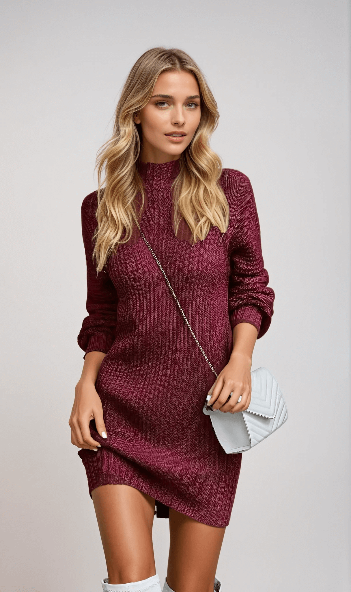 Variant image for Kvinnors Midi Klänning Ribbad Stickad Komfort-1