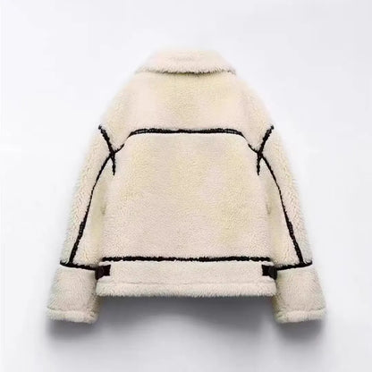 Damjacka Teddy Fleece Modern Design För Kvinnor-2