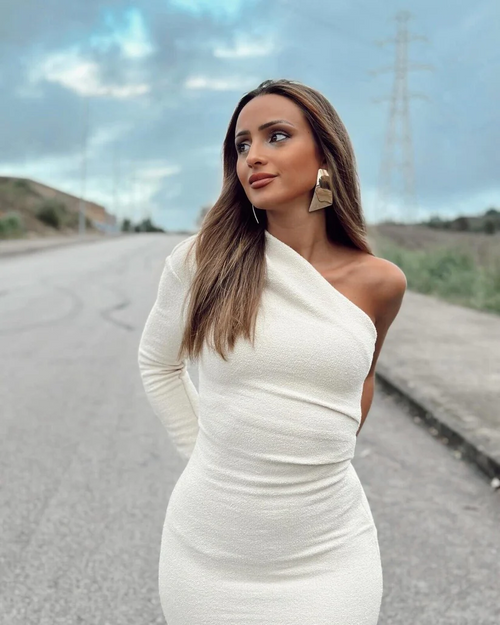 Kvinna A-linje Klänning Strukturerad Material 1