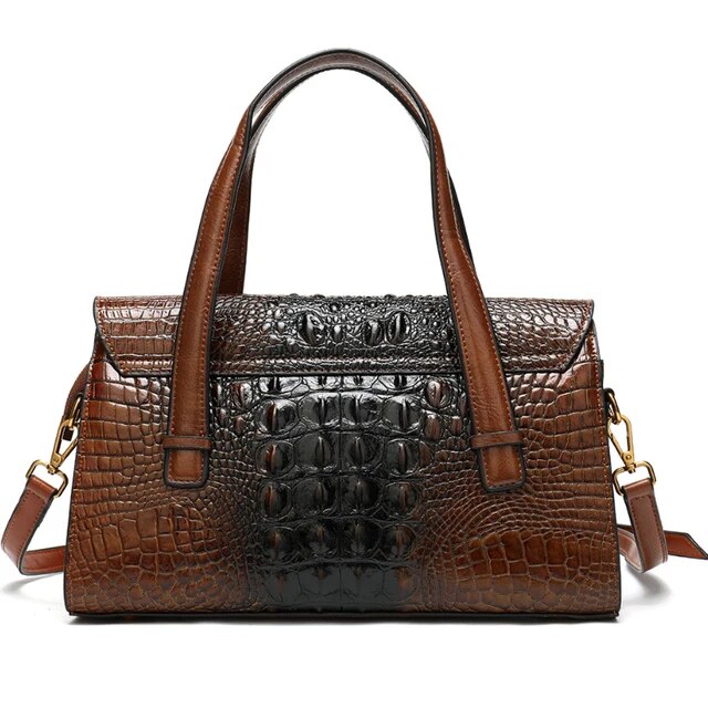 Dam Axelväska Alligatorlook Äkta Läder Elegant Design 6