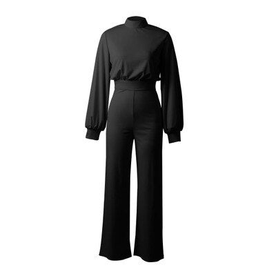 Dam Jumpsuit Monokrom Halv Krage Akrylfiber-4