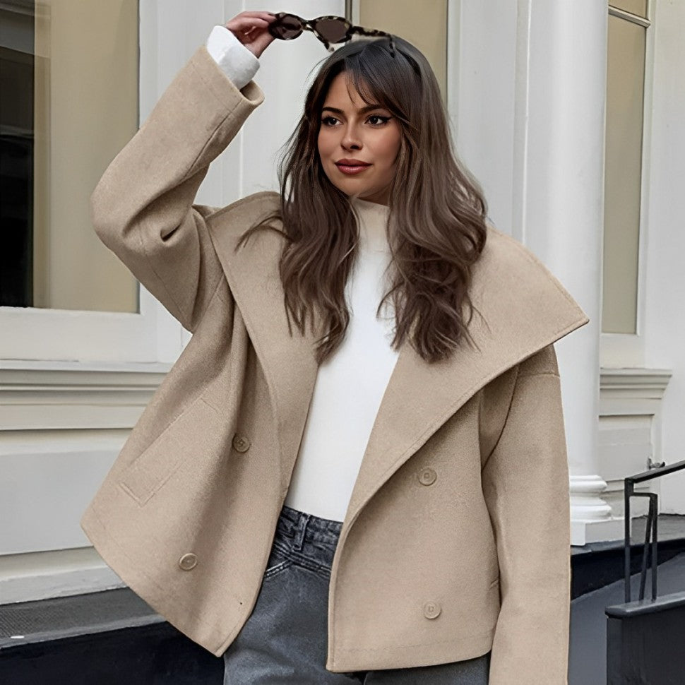 Kvinna Lång Klänning Minimalistisk Ull-2