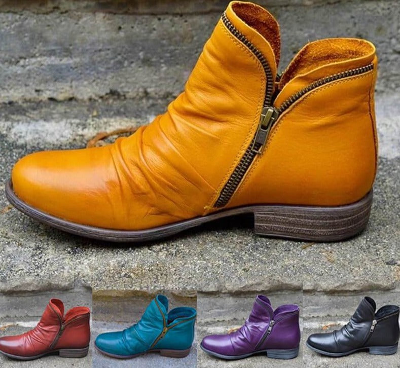 Kvinnors Stövlar med Dragkedja Läder Gummi-2