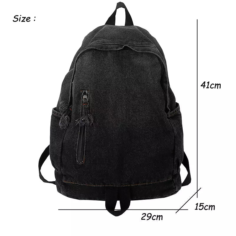 Unisex Ryggsäck Retro Denim Hållbar Design Polyesterfiber-3