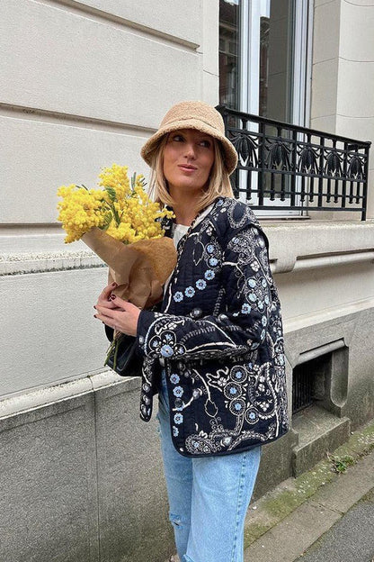 Vattentålig Herrjacka med Blommönster – Bekväm Passform för Höstjackor Herr 3