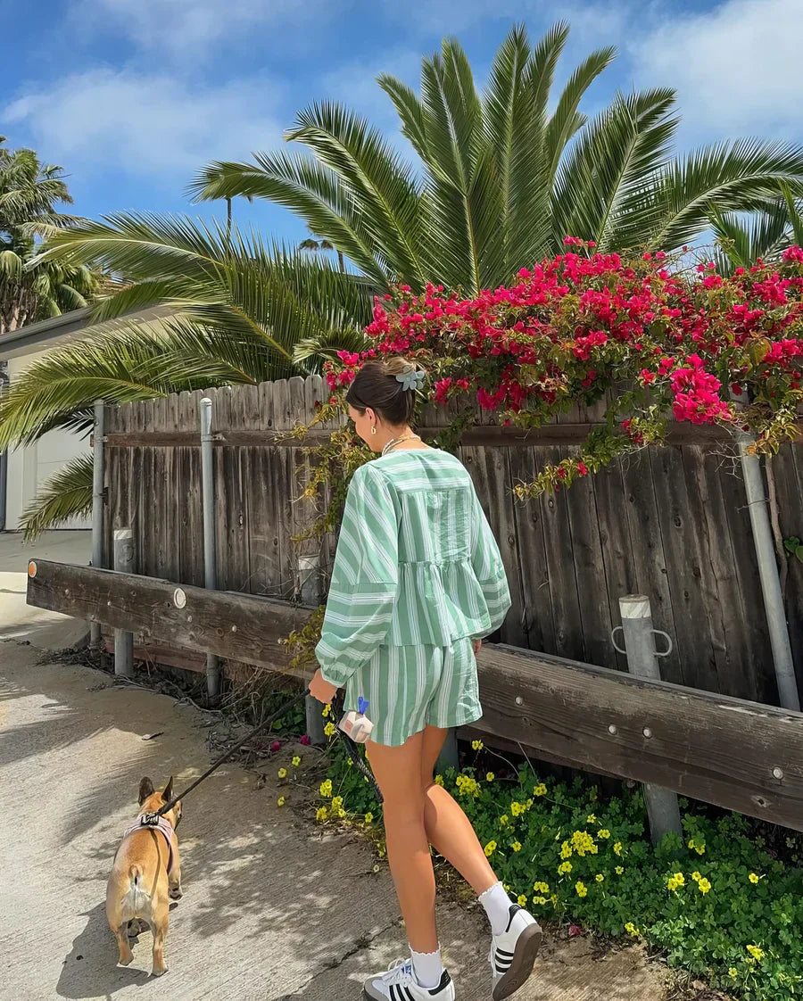 Kvinnors Sommaruppsättning Avslappnad Passform Andningsbart Tyg-4