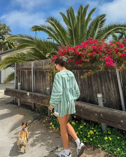 Kvinnors Sommaruppsättning Avslappnad Passform Andningsbart Tyg-4