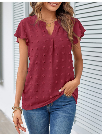 Dam Blus Lapptäckdesign med Fjärilärmar i Polyester 13