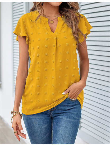 Dam Blus Lapptäckdesign med Fjärilärmar i Polyester 10