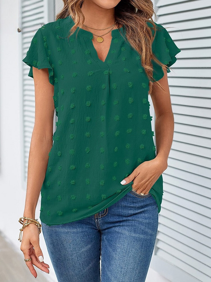 Dam Blus Lapptäckdesign med Fjärilärmar i Polyester 5