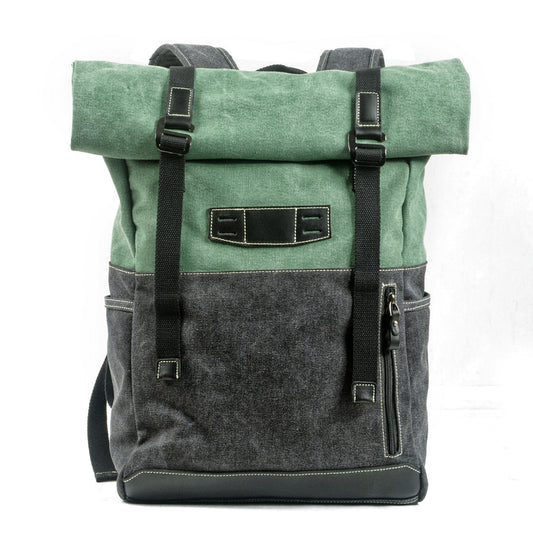 Unisex Ryggsäck Vattentät Rymlig Design för Vardagsbruk och Resor Bomull och Läder-1