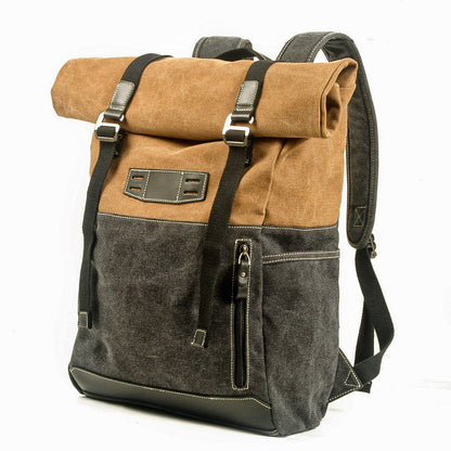 Unisex Ryggsäck Vattentät Rymlig Design för Vardagsbruk och Resor Bomull och Läder-3