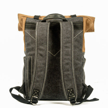 Unisex Ryggsäck Vattentät Rymlig Design för Vardagsbruk och Resor Bomull och Läder-4