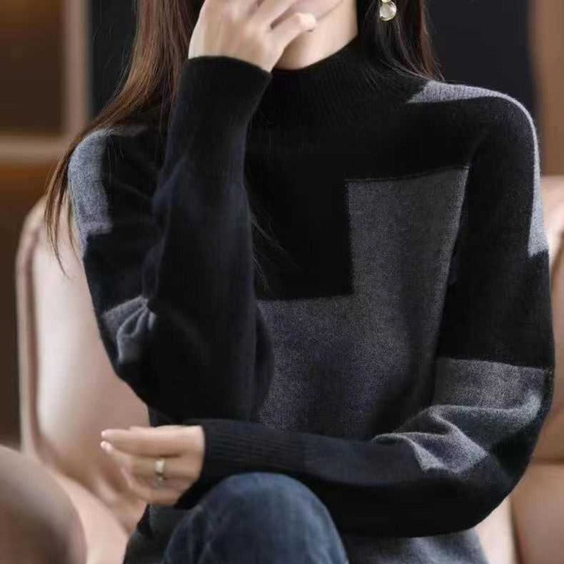 Dam Tröja Rutig Mjuk Material Trendig Design-2