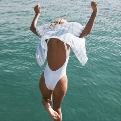 Dam Baddräkt Baklös Högkvalitativ Elastisk Tyg-4