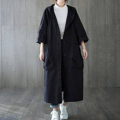 Variant image for Dam Kappa Överdimensionerad med Huva och Stora Fickor i Beige-8