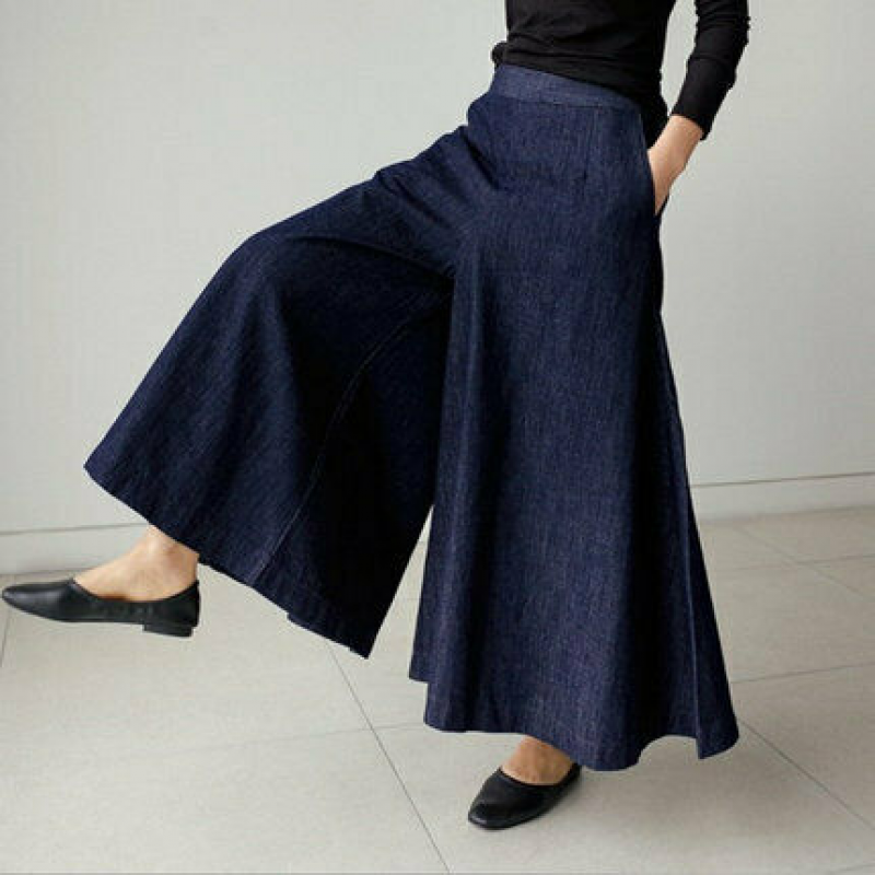 Snygga Byxor Dam Avslappnad Denim Med Tidlös Stil-4