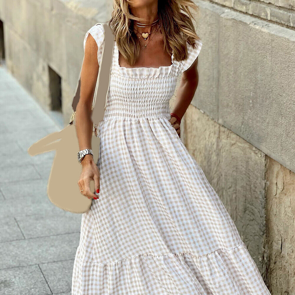 Dam Sommarklänning Retro Polyester Tidlös Elegans-3