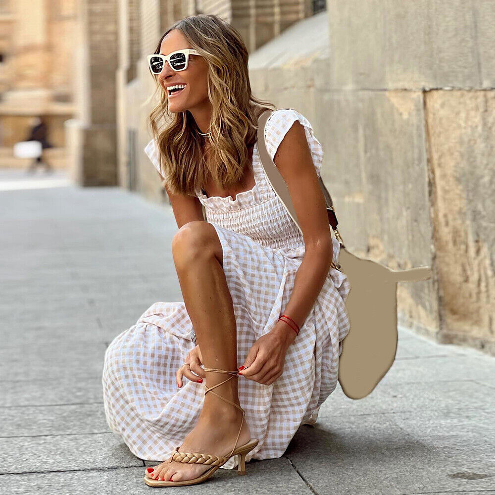 Dam Sommarklänning Retro Polyester Tidlös Elegans-2