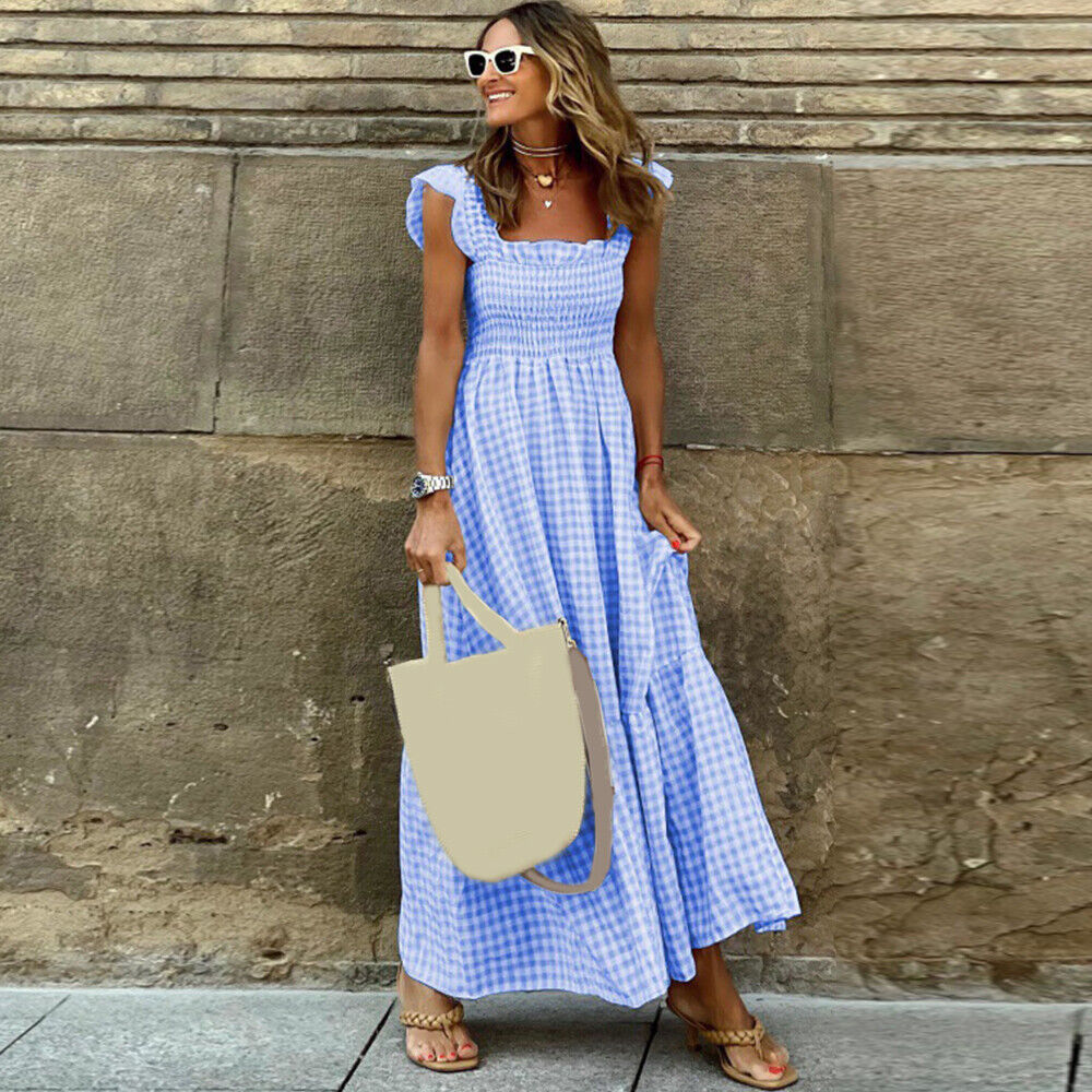 Dam Sommarklänning Retro Polyester Tidlös Elegans-4