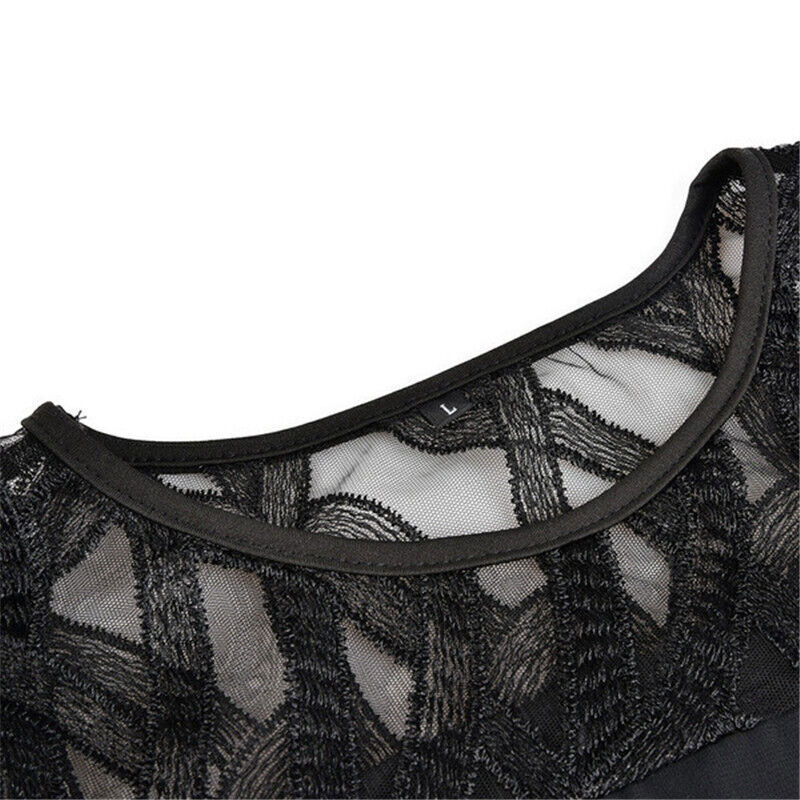 Dam Midiklänning Transparenta Ärmar Polyester Elegant Midi Klänning 2