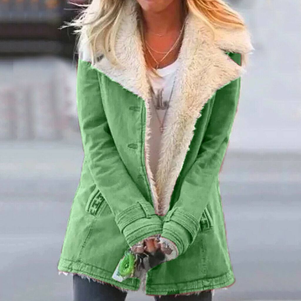 Dam Vinterjacka Med Fodrad Krage Trendig Design Polyester-1