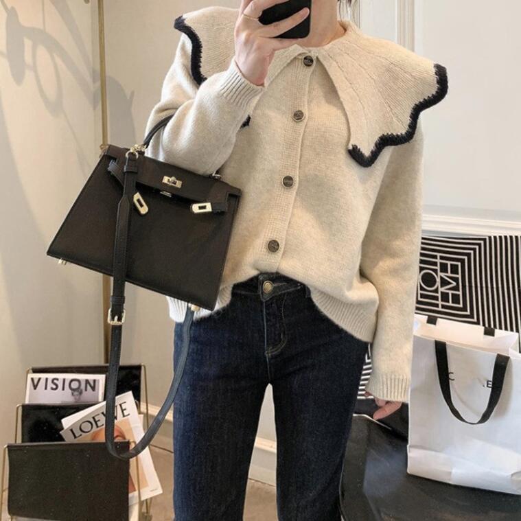 Dam Stickad Tröja Hög Krage Mjuk Akryl 2