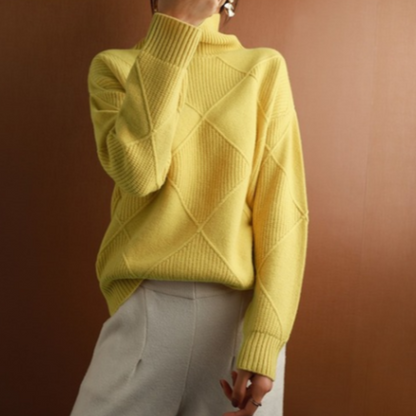 Variant image for Dam Stickad Turtleneck Tröja Flätmönster Akryl-1