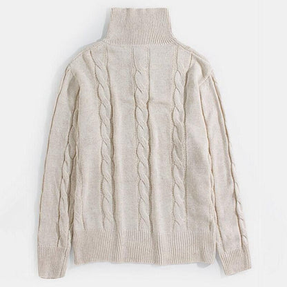 Stickad Dam Tröja med Stativkrage i Bomull och Viskos-6