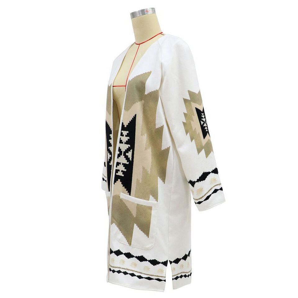 Dam Lång Kofta Trendig Ullmix-5