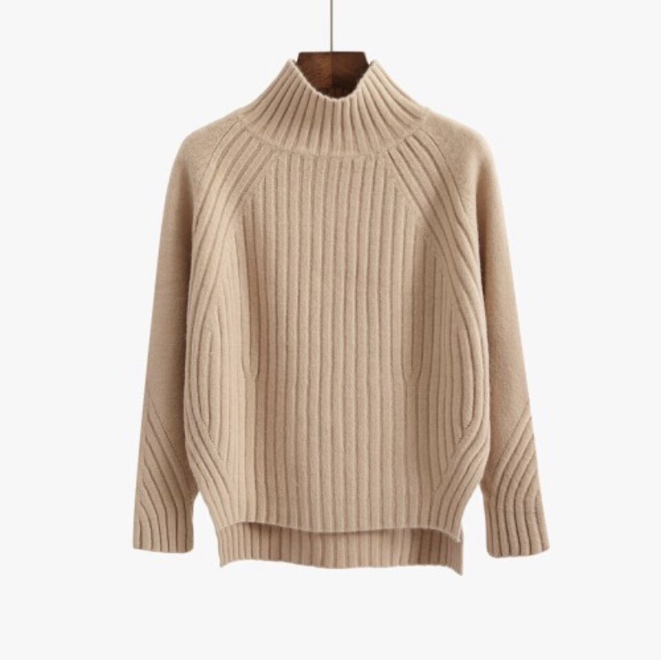 Stickad Dam Tröja Slim Fit Lyxigt Material-3