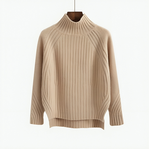 Dam Stickad Tröja Rullkrage Mjuk Akryl-1