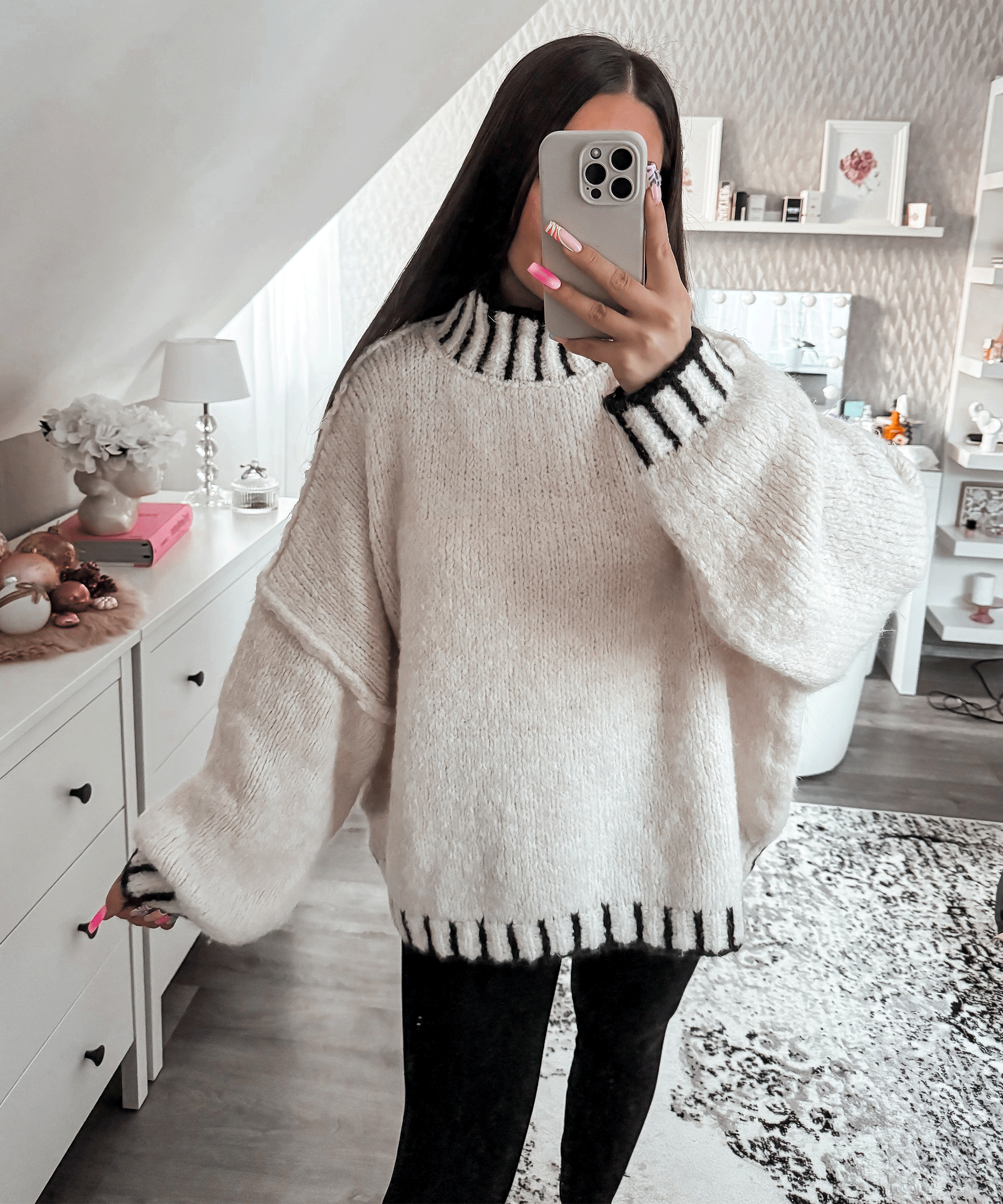 Variant image for Stickad Dam Tröja Turtleneck Mjuk Kvalitet-1