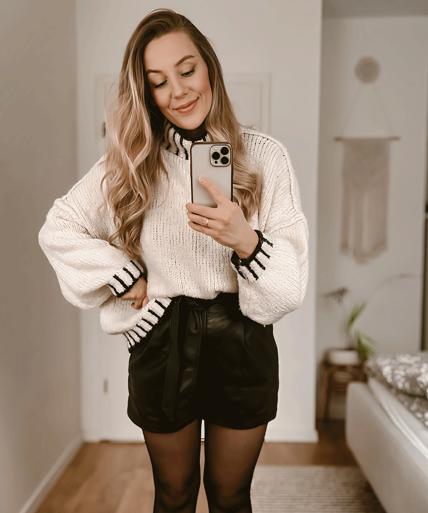 Stickad Dam Tröja Turtleneck Mjuk Kvalitet-4