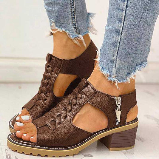 Sandaler Dam i Veganmaterial med 5 cm Klackhöjd – Komfortabel Design och Icke-Slipande Sula 1
