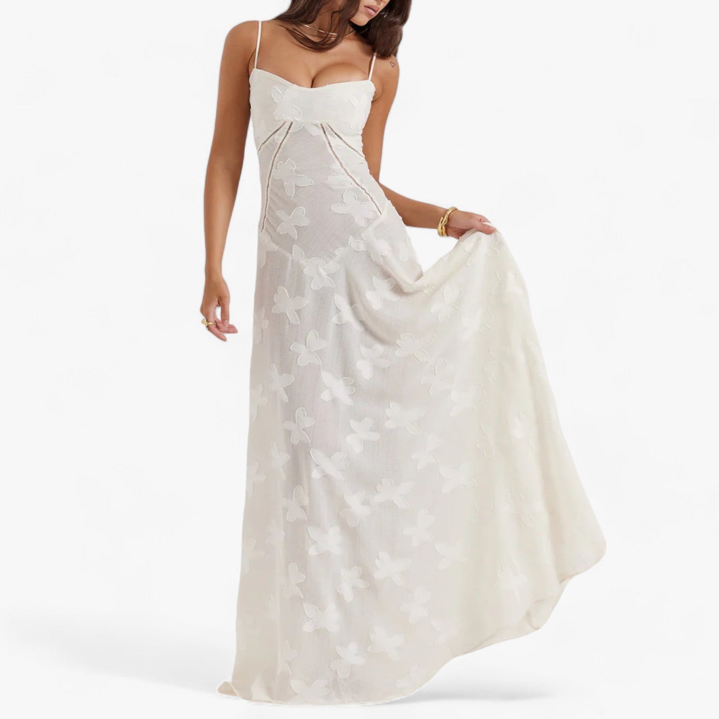 Eleganta Damklänningar i Korsettstil med Figurnära Snitt och Blommönster – Perfekt för Sommarfester 5