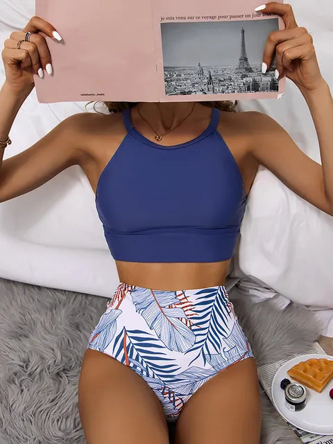 Kvinnors Bikiniset Hög Midja Polyester Spandex-1