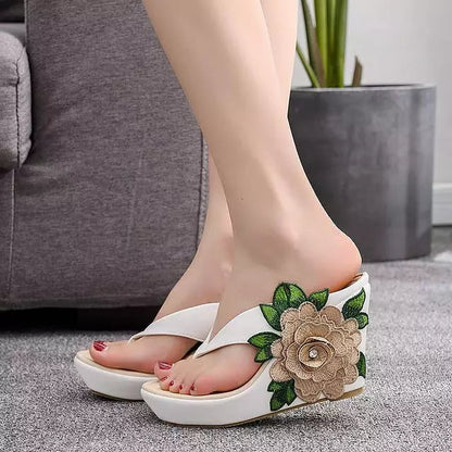 Dam Flip-Flops Hög Klack Blommönster EVA PU 11