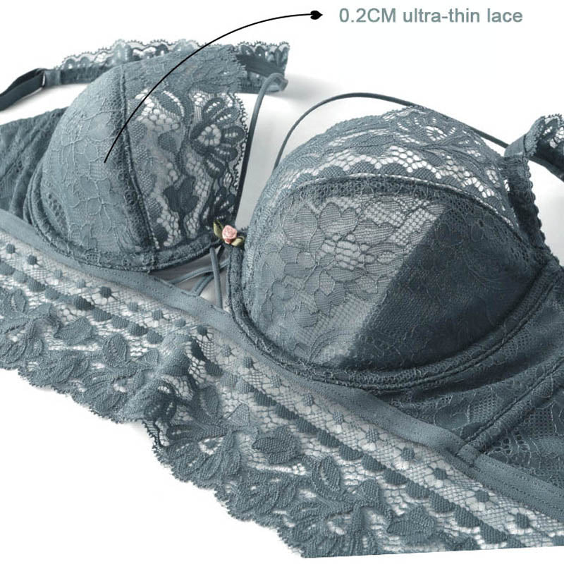 Snygga Damunderkläder Set med Transparenta Trosor och Push-Up BH i Polyester och Spandex-5