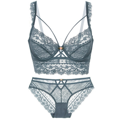 Variant image for Snygga Damunderkläder Set med Transparenta Trosor och Push-Up BH i Polyester och Spandex-25