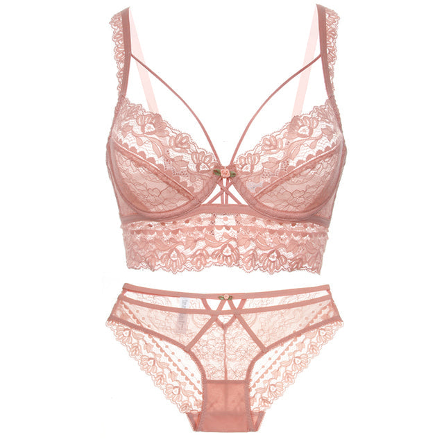 Variant image for Snygga Damunderkläder Set med Transparenta Trosor och Push-Up BH i Polyester och Spandex-37