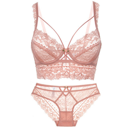 Variant image for Snygga Damunderkläder Set med Transparenta Trosor och Push-Up BH i Polyester och Spandex-37