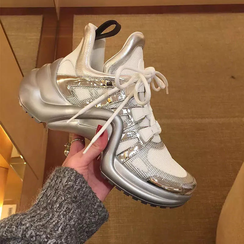 Dam Sneakers Sportiga PU-Läder för Komfort och Stil-2