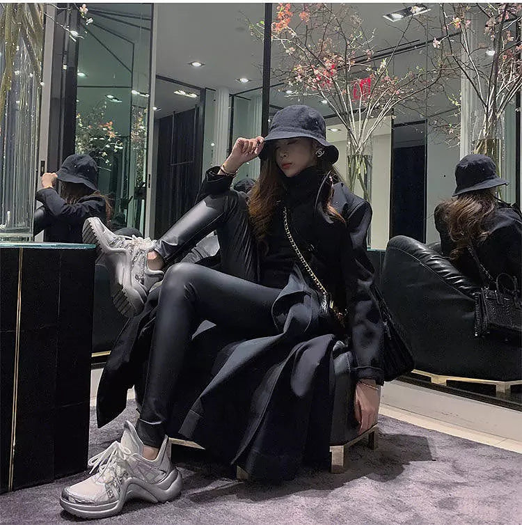 Dam Sneakers Sportiga PU-Läder för Komfort och Stil-3